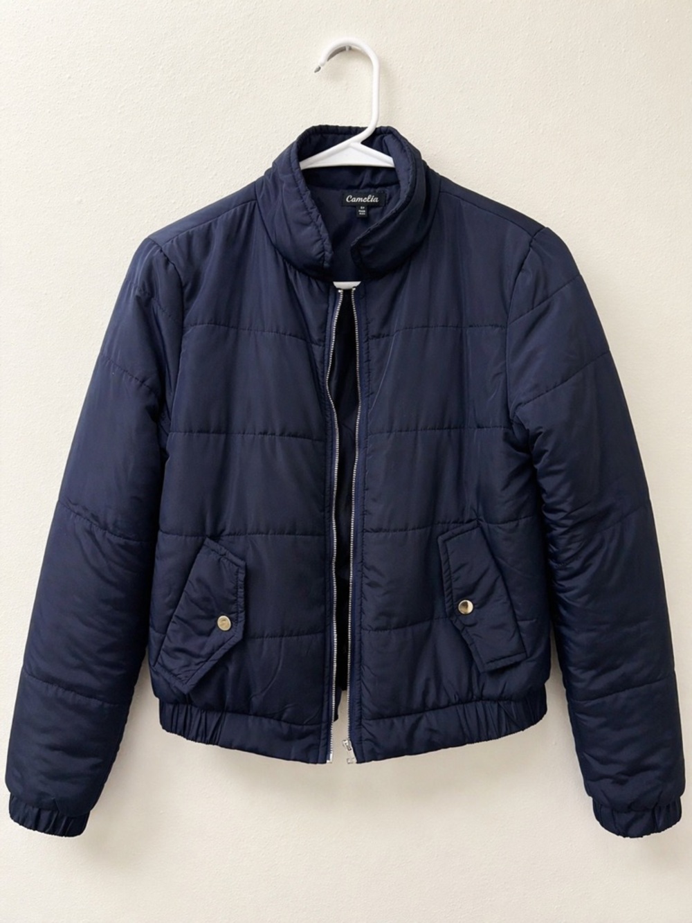 Camelia Navy Quilted Puffer Jacket